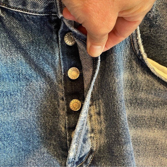 AGOLDE size 28 Buttonfly Distressed Denim Skirt - Picture 4 of 6